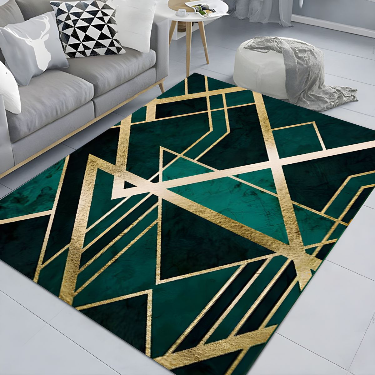 Geometric Glam Rug Non Slip Indoor Living Room Bedroom | Cordova