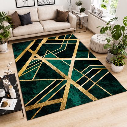 Geometric Glam Rug Non Slip Indoor Living Room Bedroom | Cordova