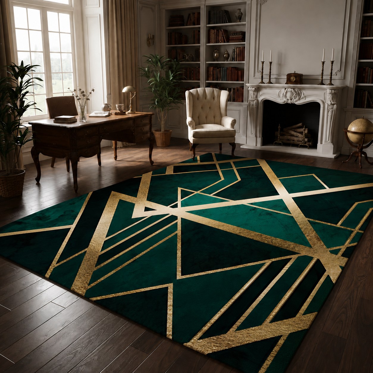 Geometric Glam Rug Non Slip Indoor Living Room Bedroom | Cordova