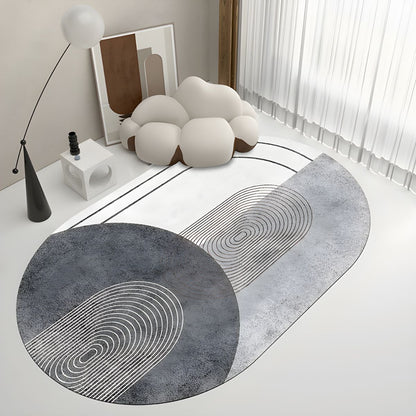 Geometric Oval Scandinavian Polyester Rug Finish | Kervian