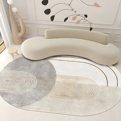 Geometric Oval Scandinavian Polyester Rug Finish | Kervian
