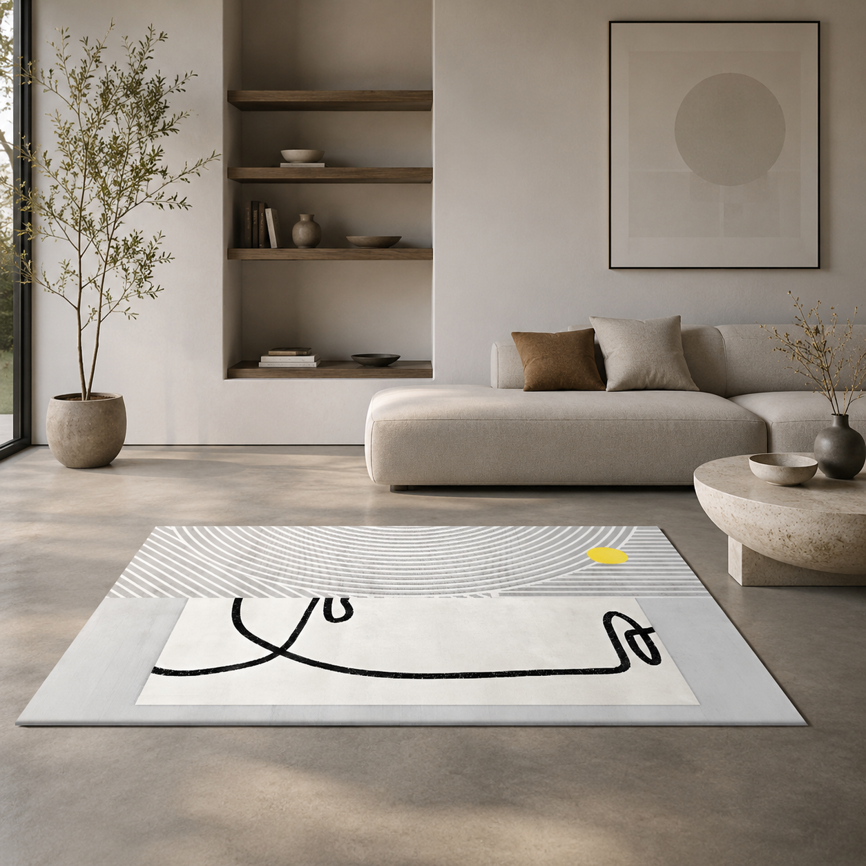 Geometric Pattern Scandinavian Style Polyester Rug | Vendalo