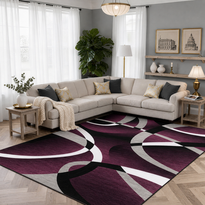 Geometric Polyester Rug Contemporary Rectangular Non Slip | Vandrel