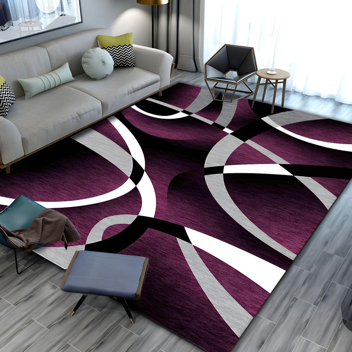 Geometric Polyester Rug Contemporary Rectangular Non Slip | Vandrel