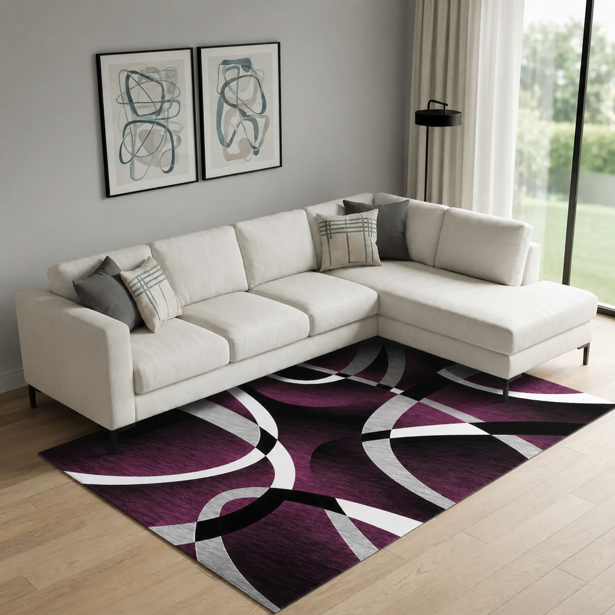 Geometric Polyester Rug Contemporary Rectangular Non Slip | Vandrel