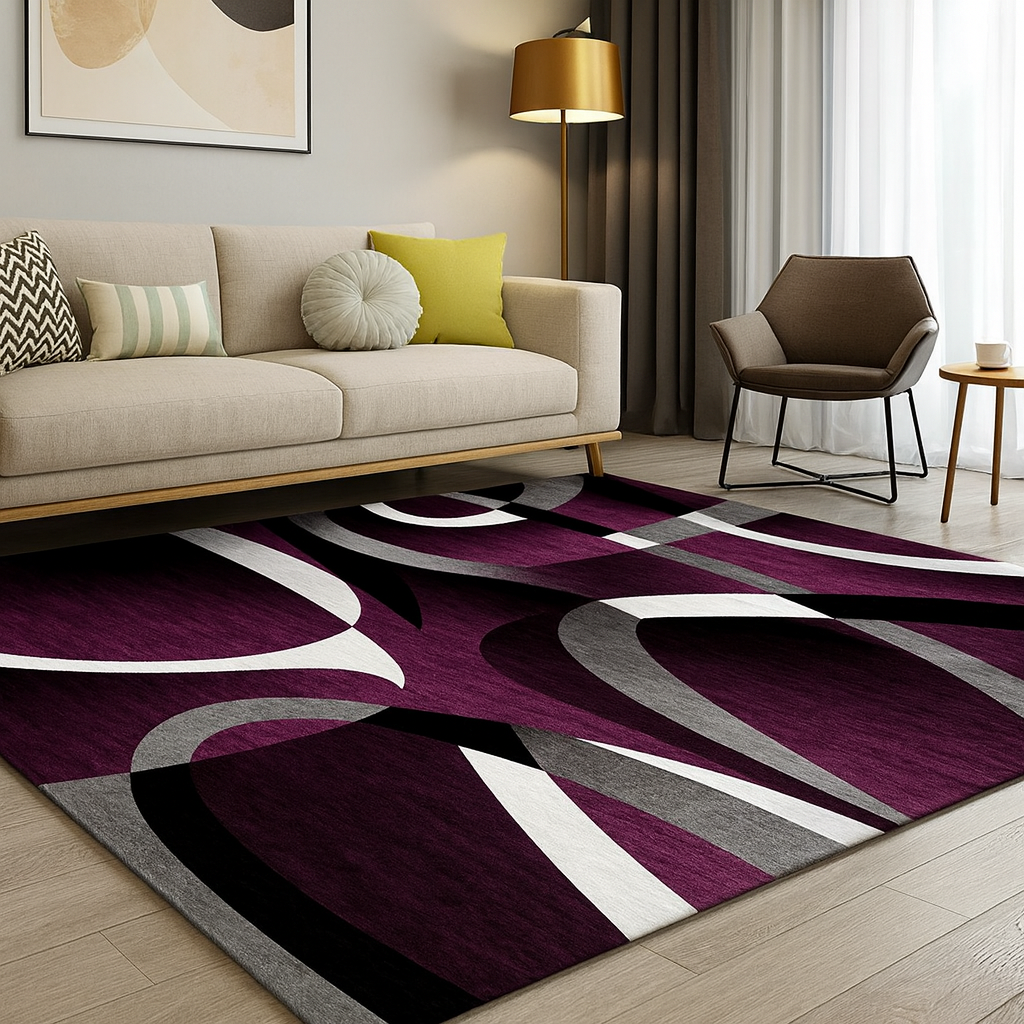 Geometric Polyester Rug Contemporary Rectangular Non Slip | Vandrel