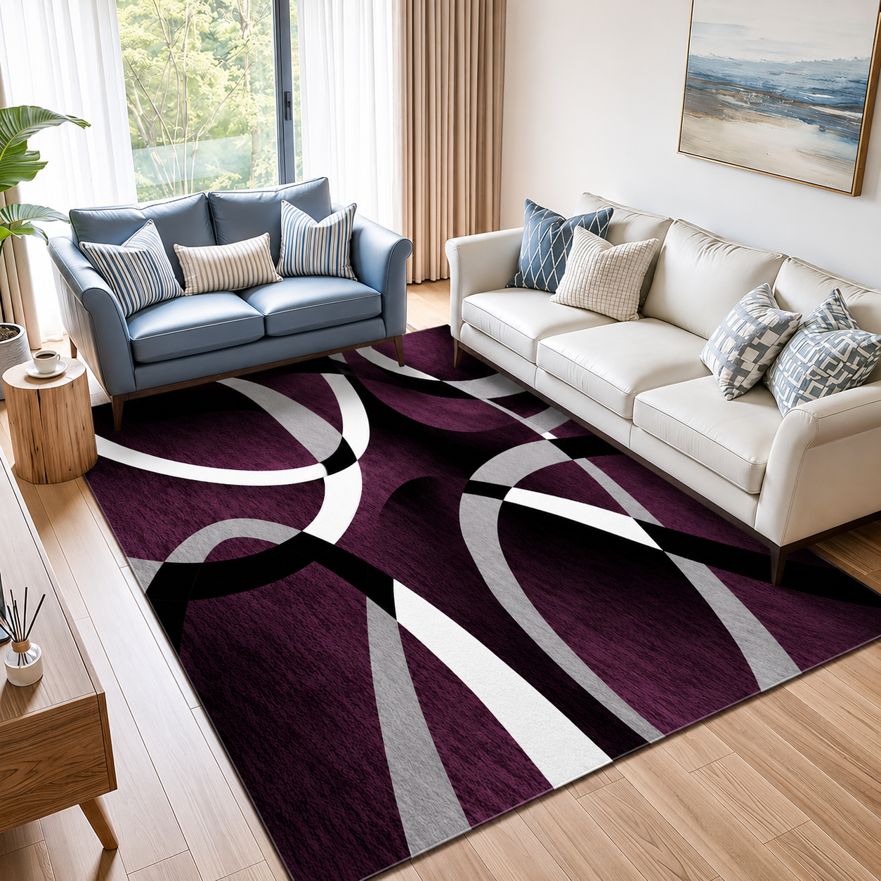 Geometric Polyester Rug Contemporary Rectangular Non Slip | Vandrel