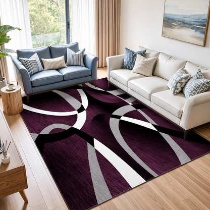 Geometric Polyester Rug Contemporary Rectangular Non Slip | Vandrel