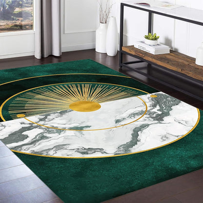 Glam Sunburst Rectangular Rug with Marble Effect | Maranova