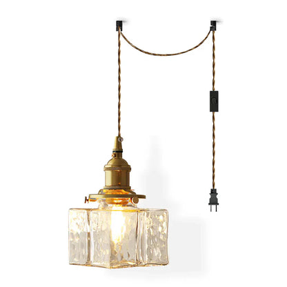 Glass Pendant Light with Brass Swag Design | Sorina