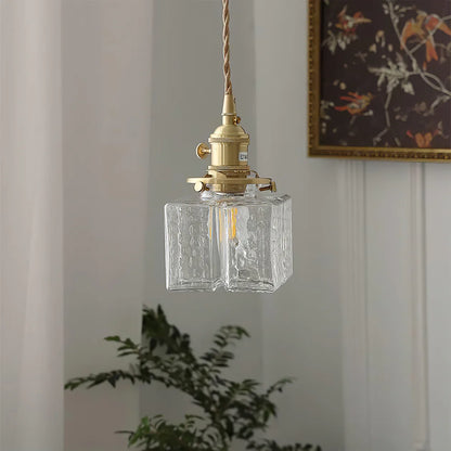 Glass Pendant Light with Brass Swag Design | Sorina