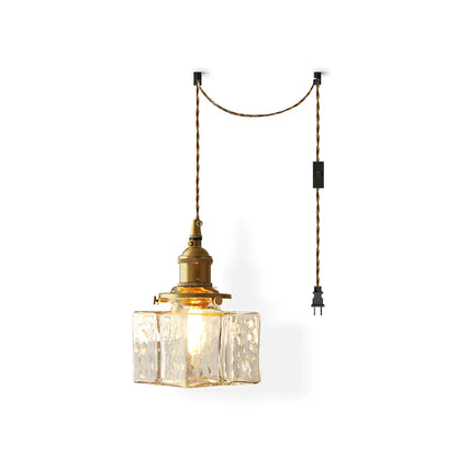 Glass Pendant Light with Brass Swag Design | Sorina