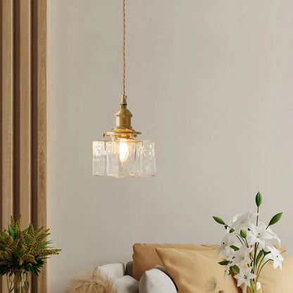 Glass Pendant Light with Brass Swag Design | Sorina
