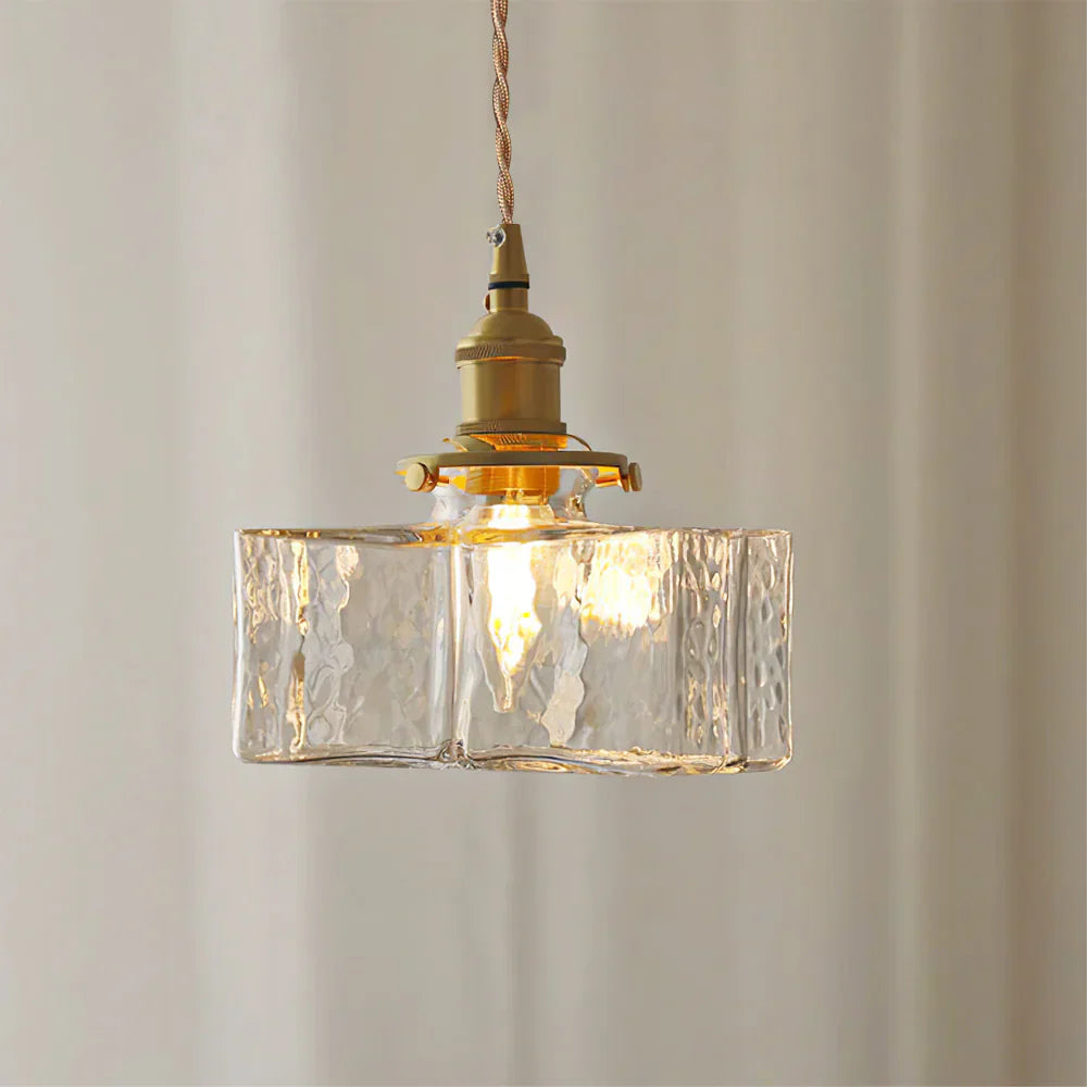 Glass Pendant Light with Brass Swag Design | Sorina