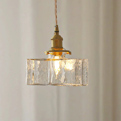 Glass Pendant Light with Brass Swag Design | Sorina