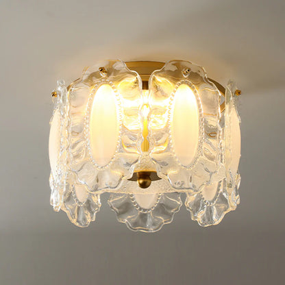 Glass Petal Ceiling Light with Pearl Accent Scandinavian | Lumvox
