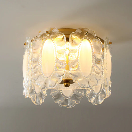 Glass Petal Ceiling Light with Pearl Accent Scandinavian | Lumvox