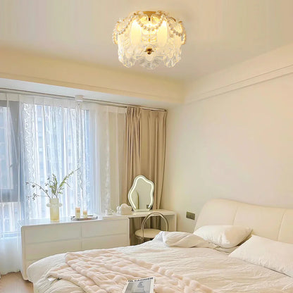 Glass Petal Ceiling Light with Pearl Accent Scandinavian | Lumvox