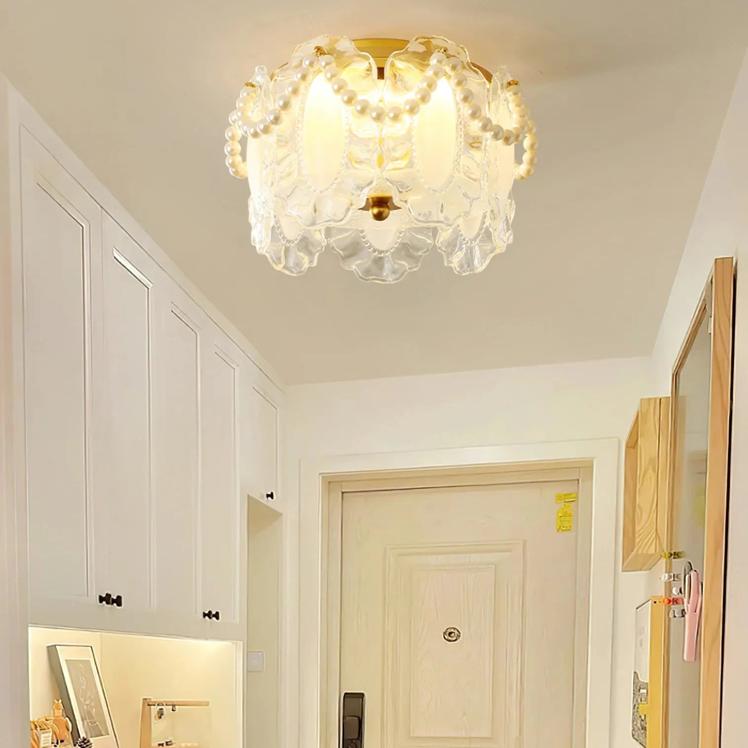 Glass Petal Ceiling Light with Pearl Accent Scandinavian | Lumvox