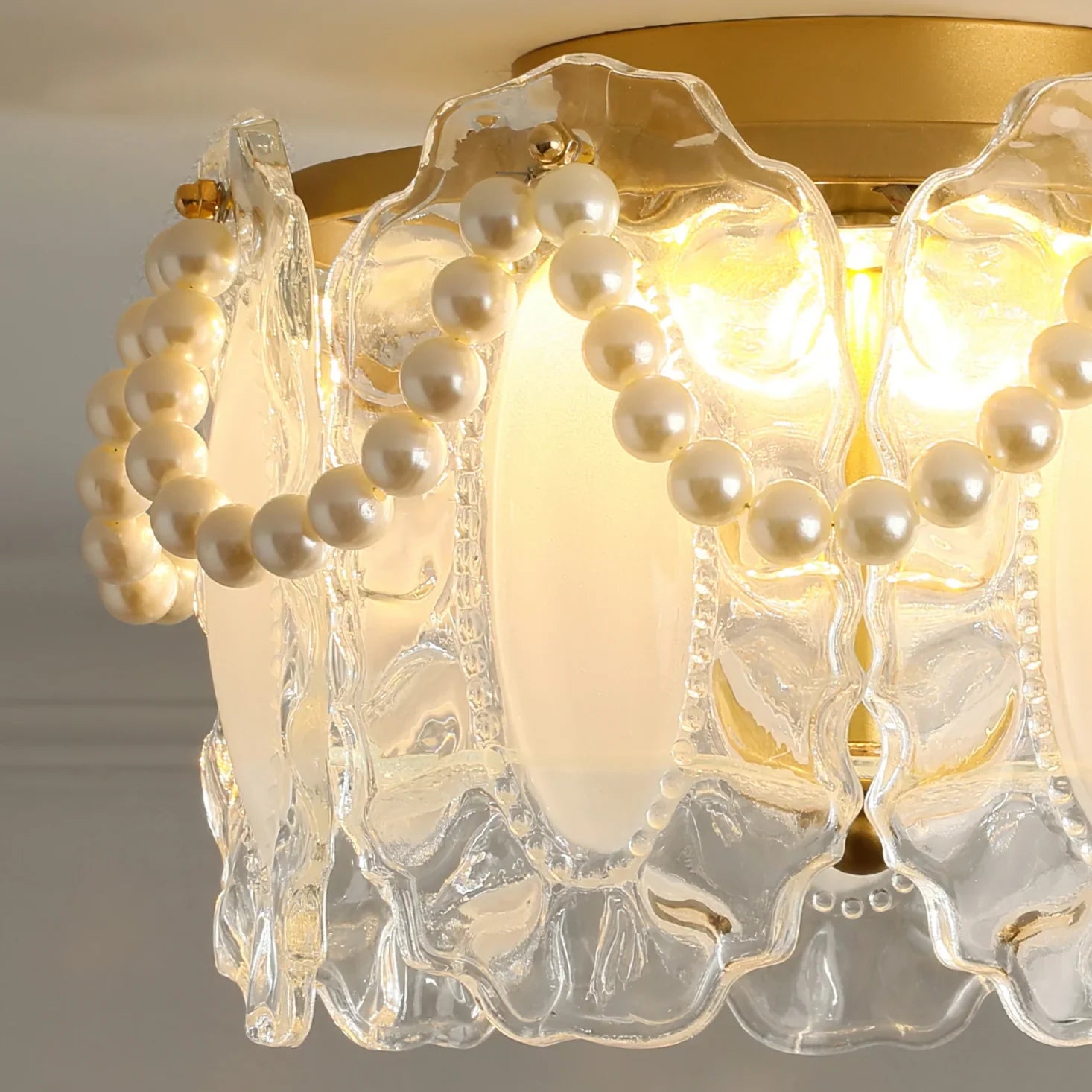 Glass Petal Ceiling Light with Pearl Accent Scandinavian | Lumvox