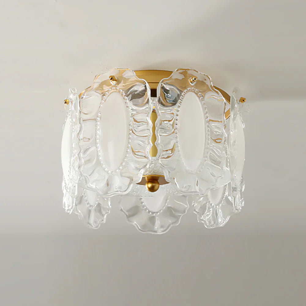 Glass Petal Ceiling Light with Pearl Accent Scandinavian | Lumvox