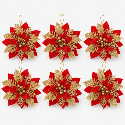 Glitter Christmas Tree Flower Ornaments