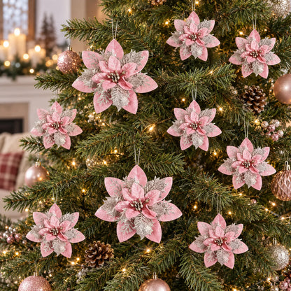 Glitter Christmas Tree Flower Ornaments