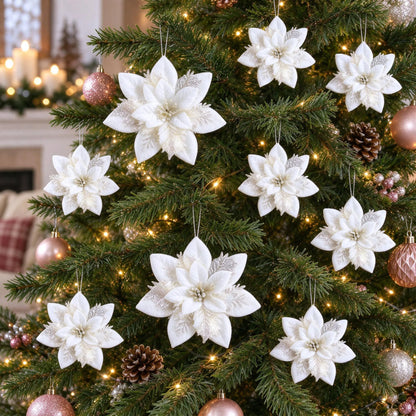 Glitter Christmas Tree Flower Ornaments
