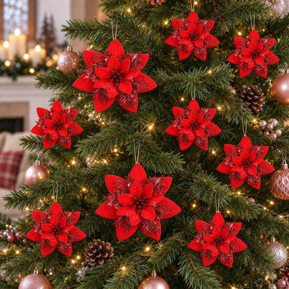 Glitter Christmas Tree Flower Ornaments
