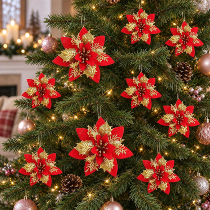 Glitter Christmas Tree Flower Ornaments