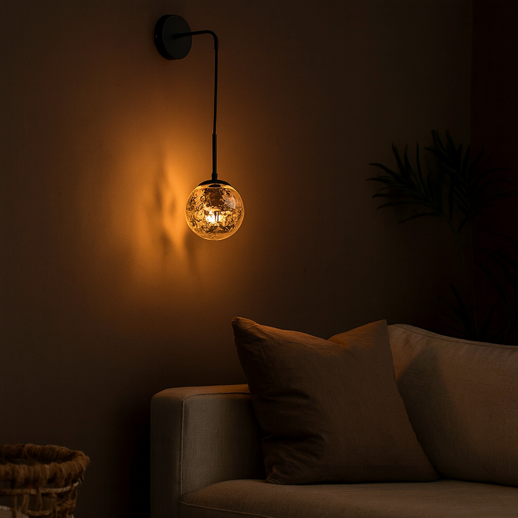 Gold Leaf Glass Sphere Wall Light Modern Style | Orbelle
