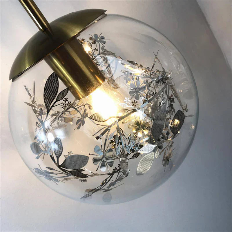 Gold Leaf Glass Sphere Wall Light Modern Style | Orbelle