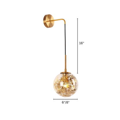 Gold Leaf Glass Sphere Wall Light Modern Style | Orbelle