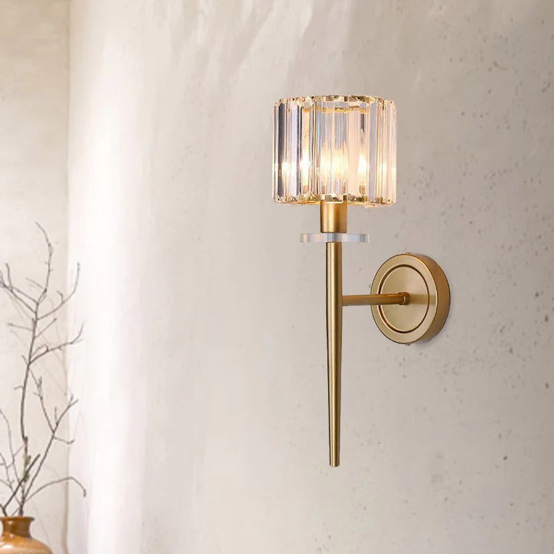 Gold Wall Light Crystal Shade Modern Interior | Lumerva