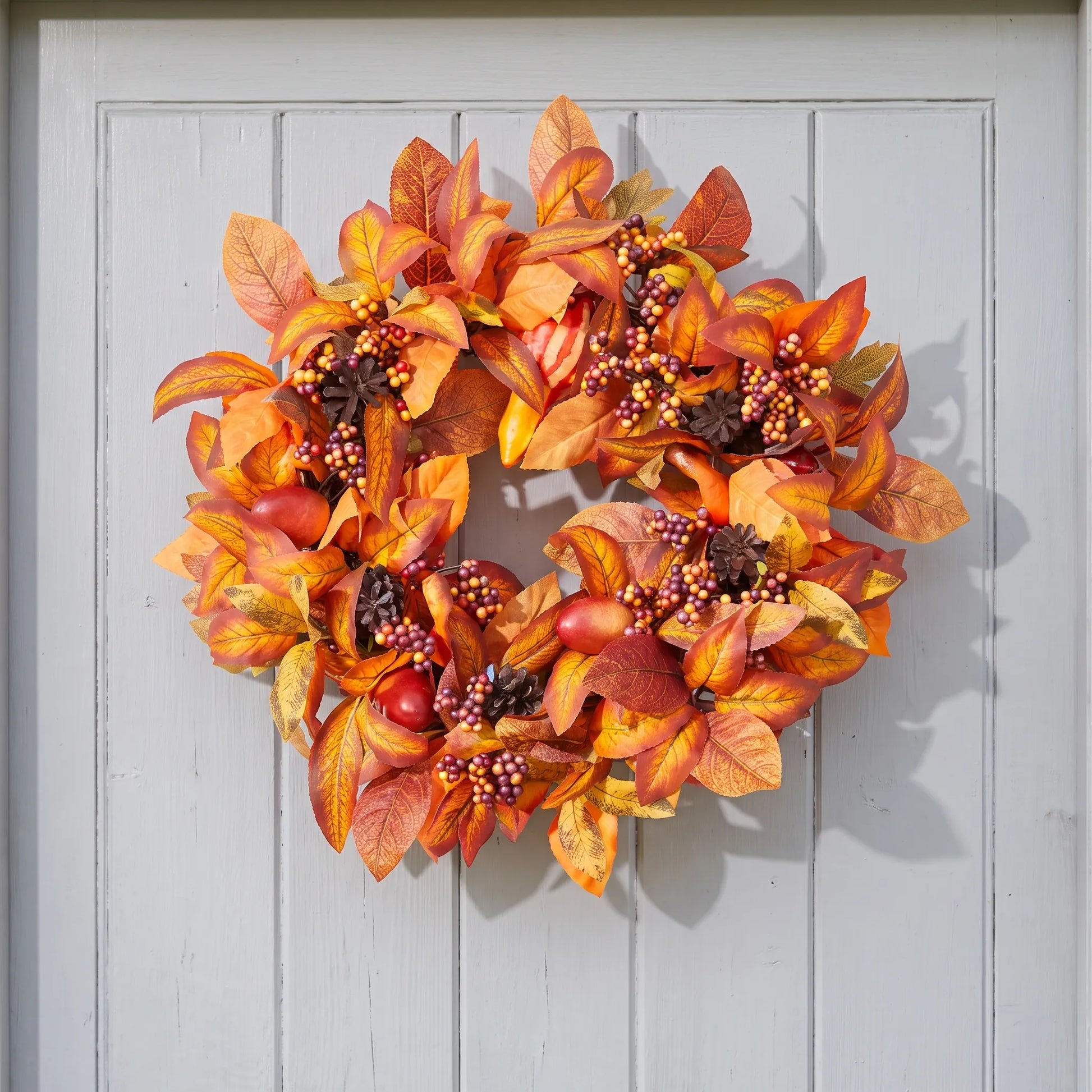 Halloween Fall Wreath Autumn Leaves Front Door Pumpkin Decoration