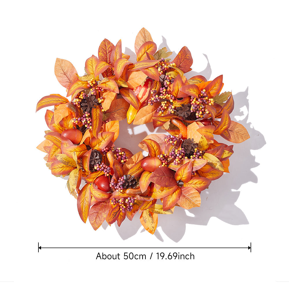 Halloween Fall Wreath Autumn Leaves Front Door Pumpkin Decoration