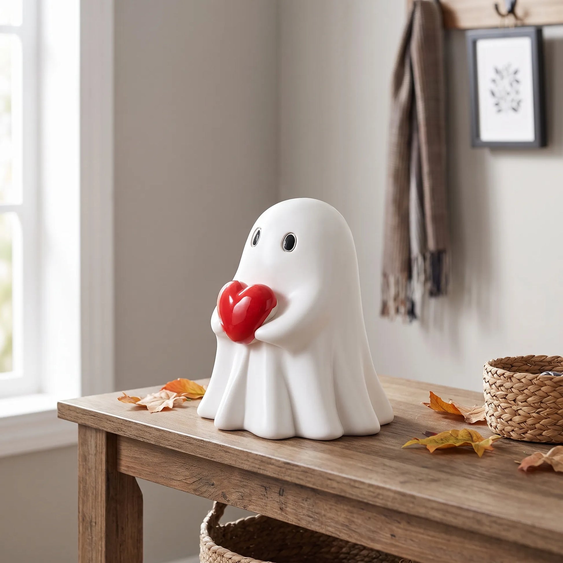 Halloween Ghost Figurine With Red Heart Decoration