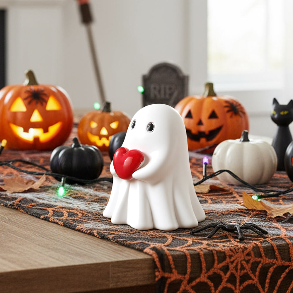 Halloween Ghost Figurine With Red Heart Decoration