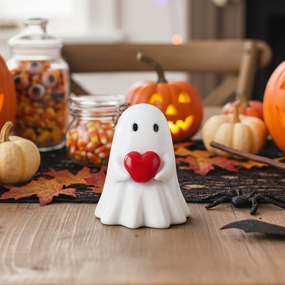 Halloween Ghost Figurine With Red Heart Decoration