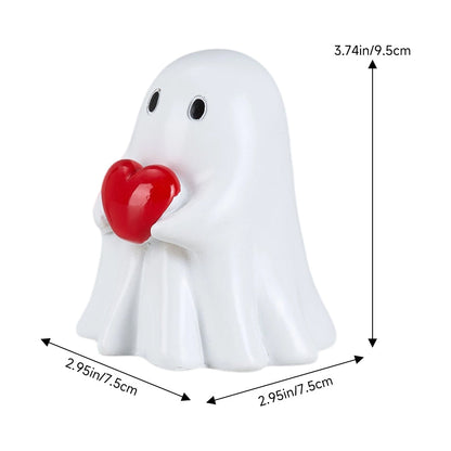 Halloween Ghost Figurine With Red Heart Decoration
