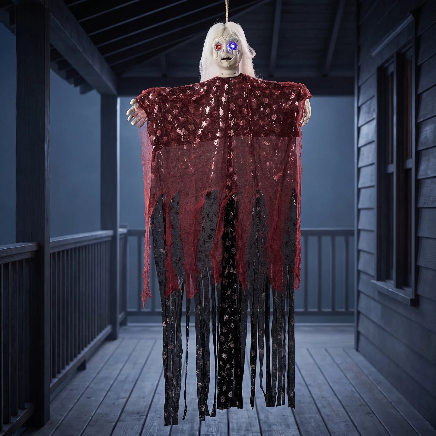 Halloween Hanging Ghost Decoration Scary Outdoor Porch with Light Up Eyes
