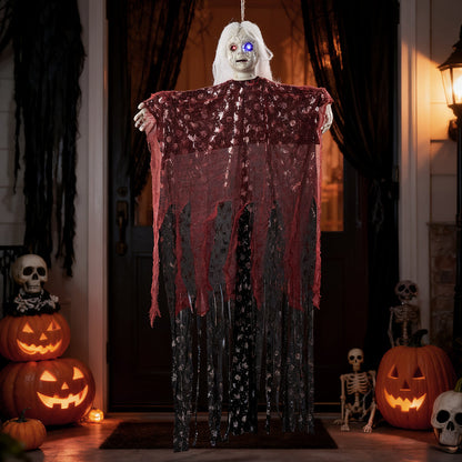 Halloween Hanging Ghost Decoration Scary Outdoor Porch with Light Up Eyes