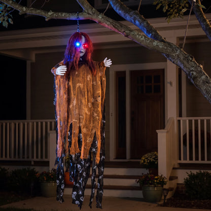Halloween Hanging Ghost Scary Outdoor Decoration with Light Up Eyes