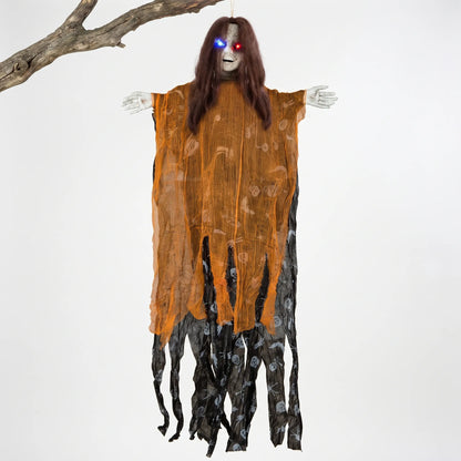 Halloween Hanging Ghost Scary Outdoor Decoration with Light Up Eyes