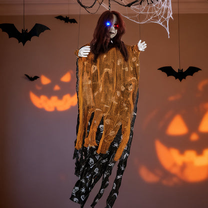 Halloween Hanging Ghost Scary Outdoor Decoration with Light Up Eyes