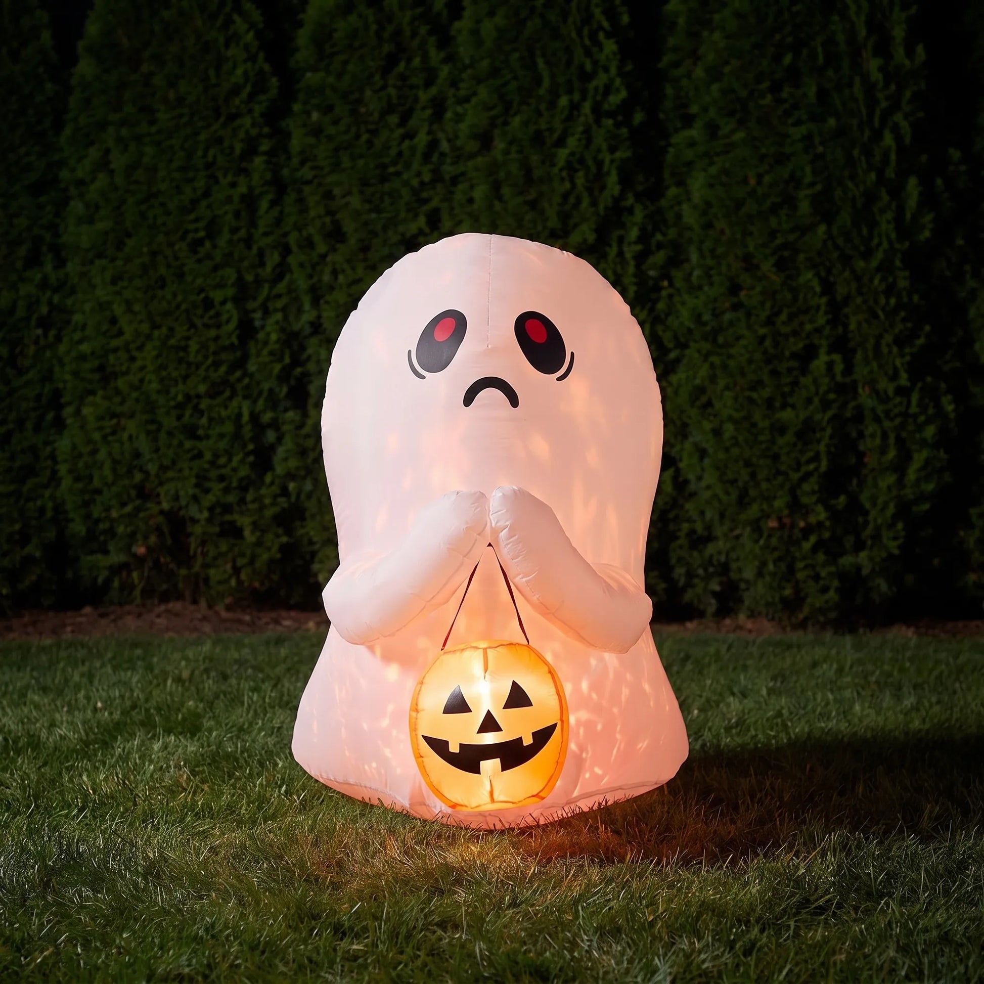 Halloween Inflatable Ghost with Pumpkin Light Up Outdoor Yard Decoration