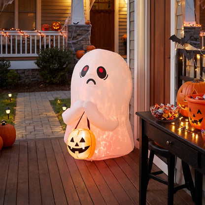 Halloween Inflatable Ghost with Pumpkin Light Up Outdoor Yard Decoration