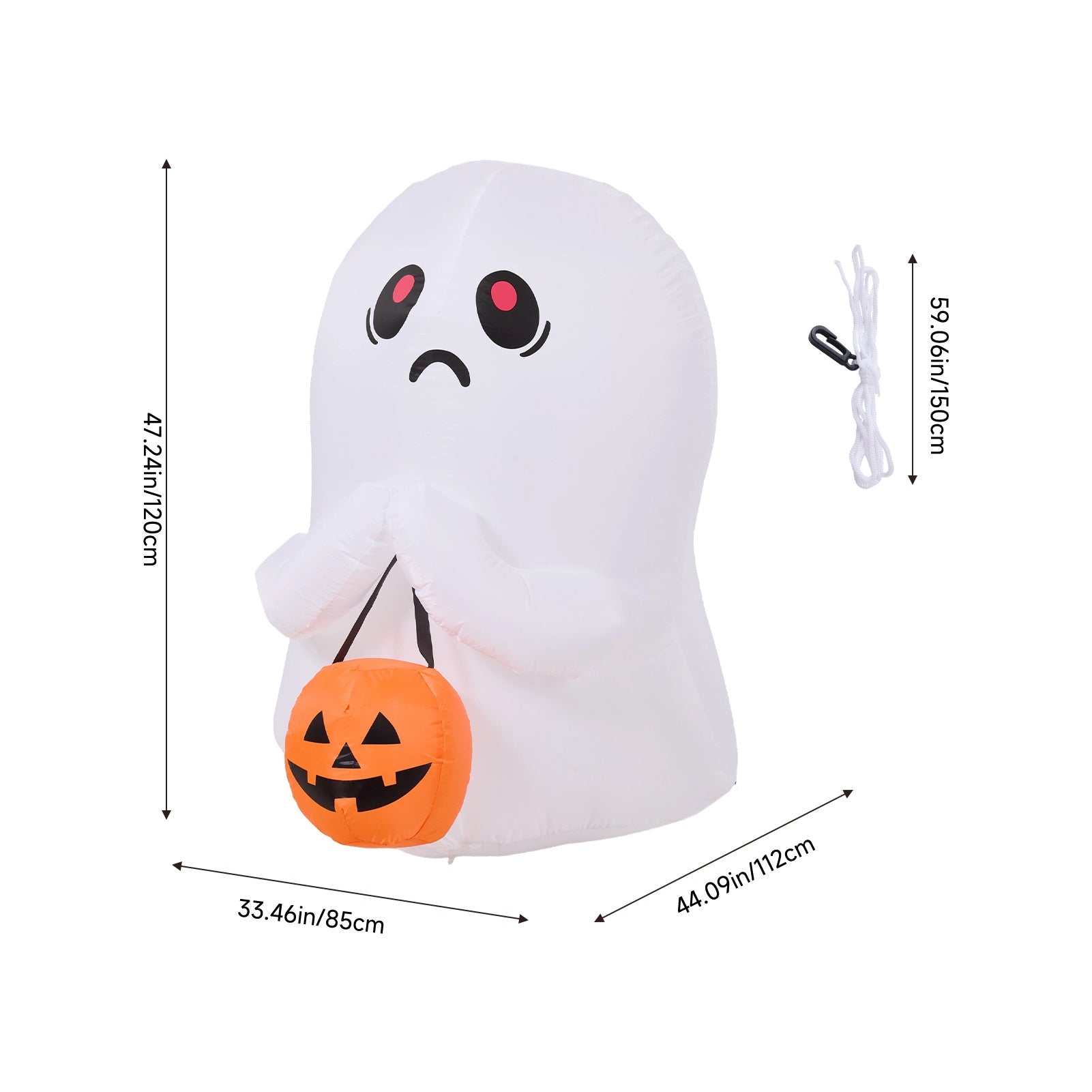 Halloween Inflatable Ghost with Pumpkin Light Up Outdoor Yard Decoration