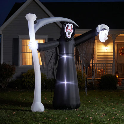 Halloween Inflatable Grim Reaper Scary Outdoor Yard Decoration with LED