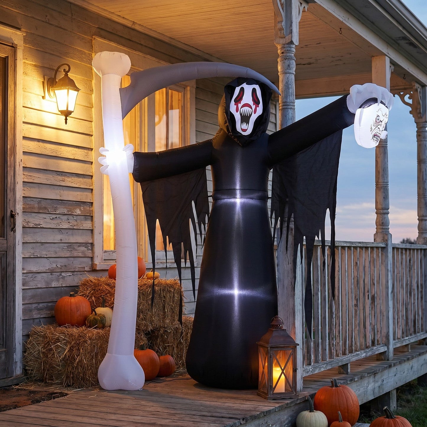 Halloween Inflatable Grim Reaper Scary Outdoor Yard Decoration with LED